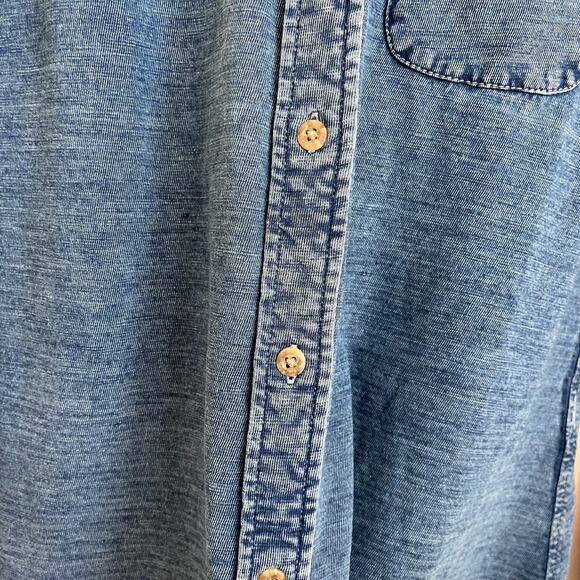 Faherty Sun Washed Knit Women Shirt Small Blue Organic Cotton Button Sustainable - Picture 6 of 10